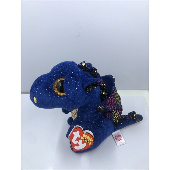 NEW Ty Beanie Boos 6 INCH Saffire BLUE SPECKLED DRAGON SMALL Plush Animal Toy - Picture 6 of 14